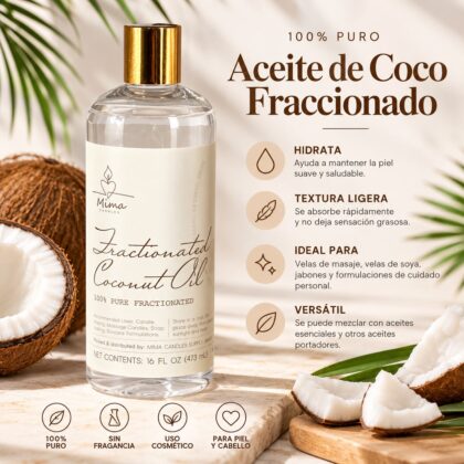 Aceite de coco fraccionado 100% puro Mima Candles 16 oz (473 ml)