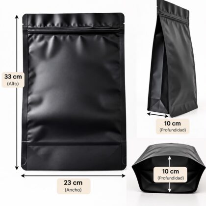 Bolsa ziplock negra mate grande 33 x 23 x 10 cm