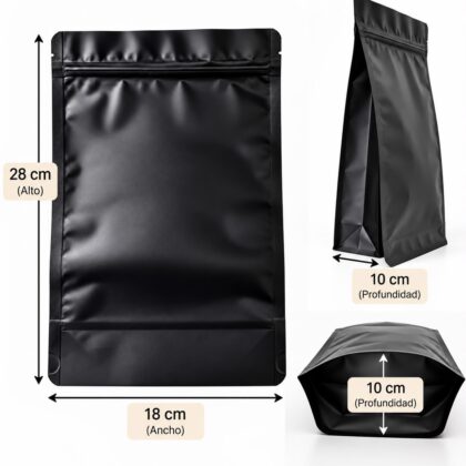 Bolsa ziplock negra mate mediana 28 x 18 x 10 cm